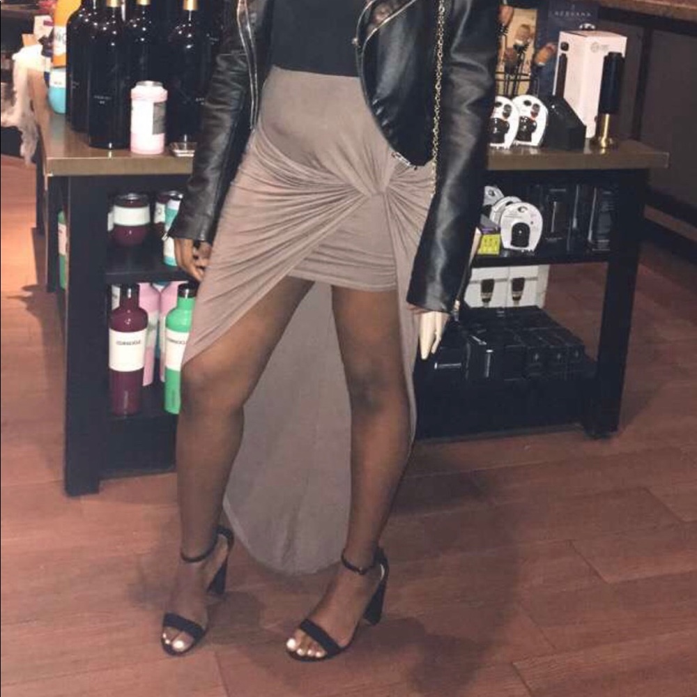 Taupe high low skirt